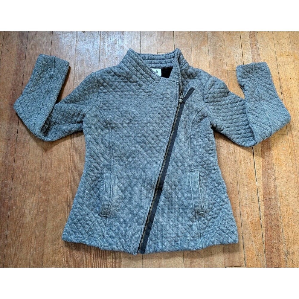 CAbi Ryder Moto Biker Blazer Jacket Quilted Knit Asymmetric Women's Medium Small